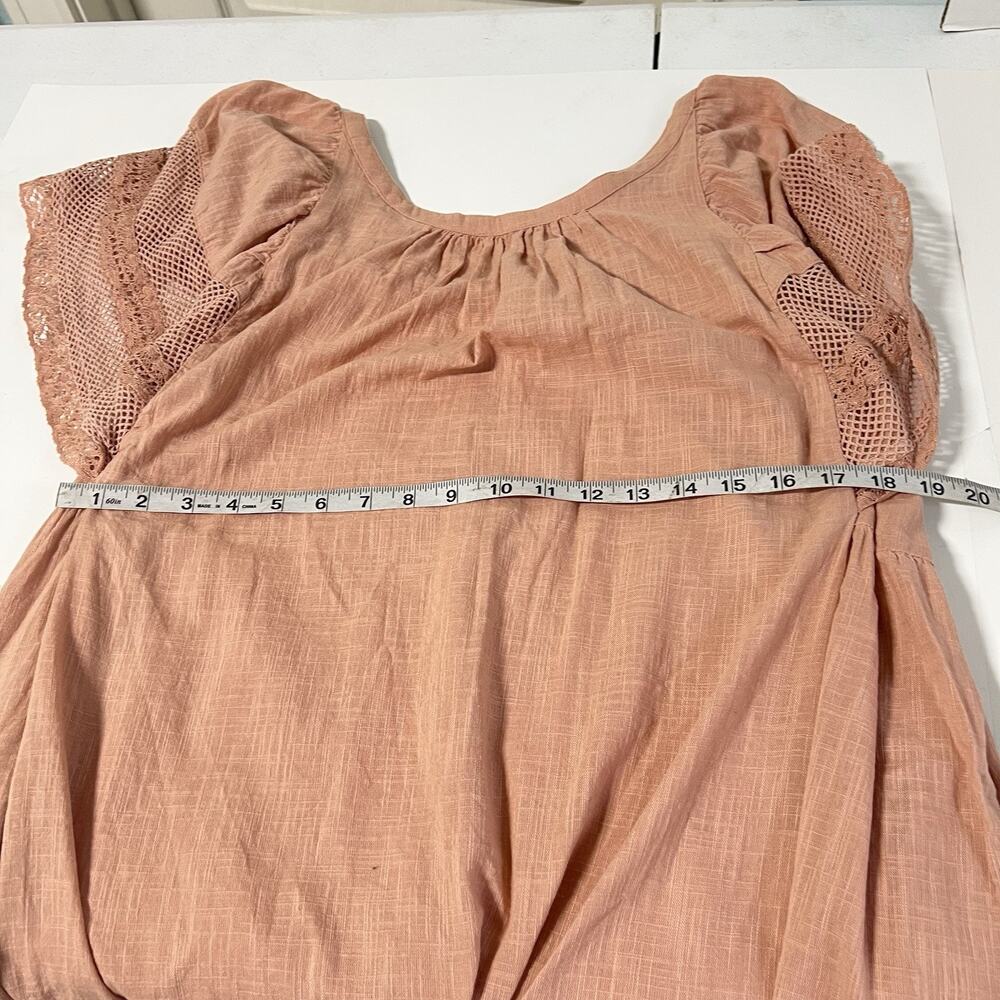 Old Navy Gauze Dress Peach Flutter Crochet Sleeves Women Large Pockets Cotton - Picture 10 of 13